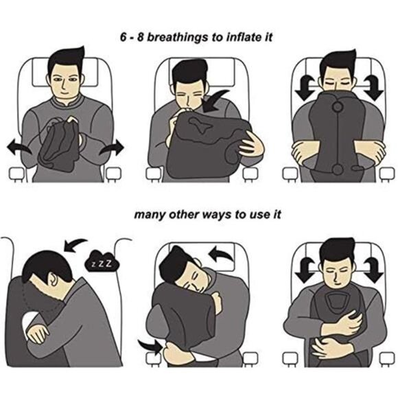 Inflatable Travel Air Pillow for Sleeping to Avoid Neck and Shoulder Pain - Picture 6 of 7